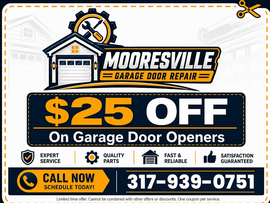 25 dollars off garage door openers coupon from Mooresville Garage Door Repair